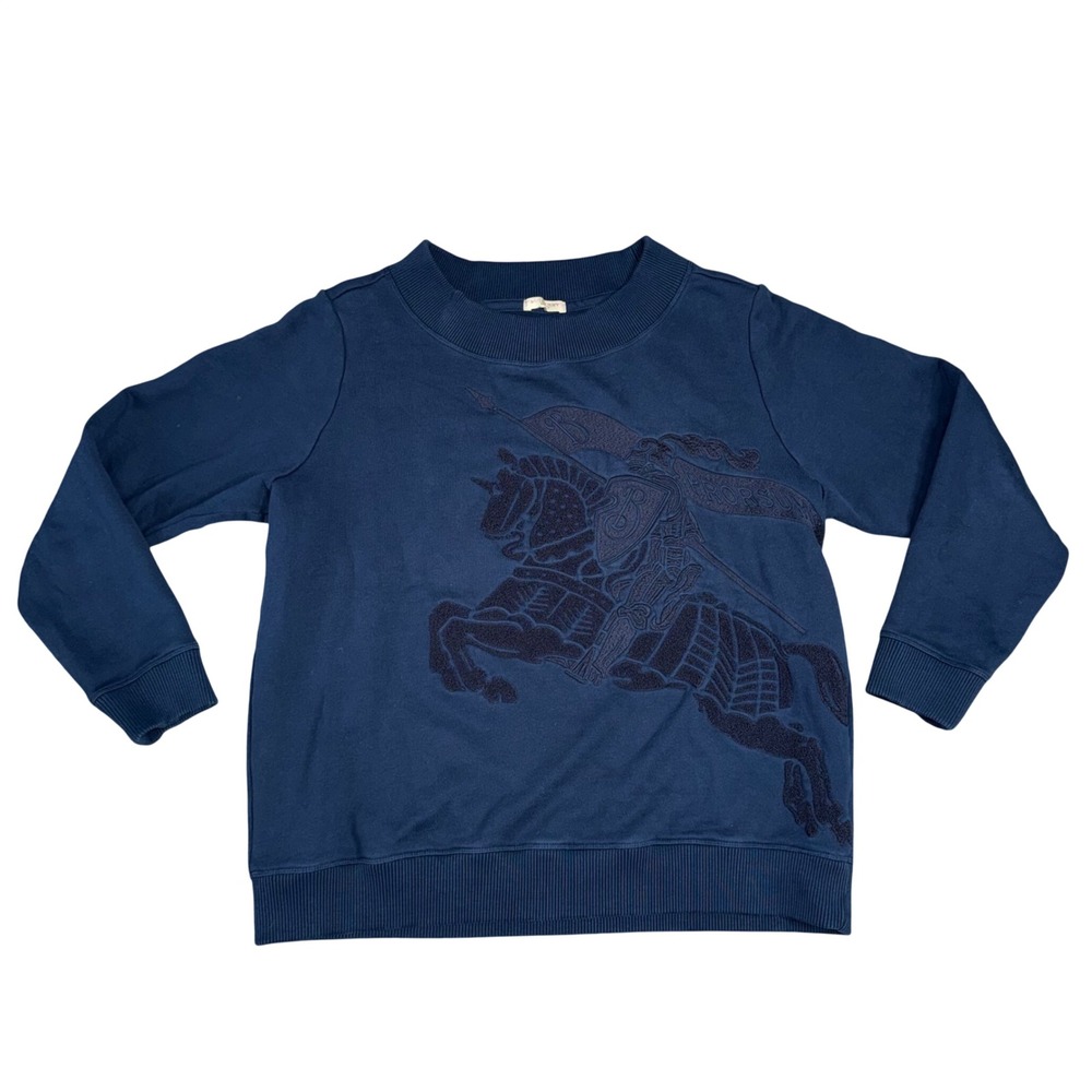 Burberry Brit Sweatshirt Mens L Navy Blue Good Tonal Equestrian Knight Logo